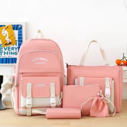 Ensemble de sacs d’école Kawai pour adolescents 5Pcs YISIYUAN Rose – محفظة 5 قطع كاواي وردي 1