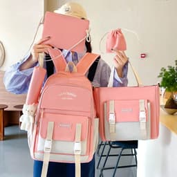 Ensemble de sacs d’école Kawai pour adolescents 5Pcs YISIYUAN Rose – محفظة 5 قطع كاواي وردي 2