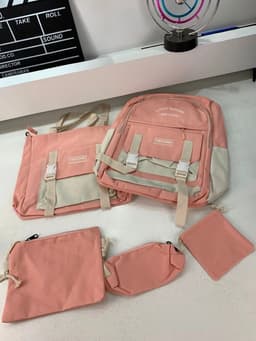 Ensemble de sacs d’école Kawai pour adolescents 5Pcs YISIYUAN Rose – محفظة 5 قطع كاواي وردي 3