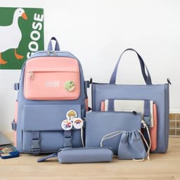 Ensemble de sacs d’école Kawai pour adolescents 5Pcs YISIYUAN Rose et Bleu – محفظة 5 قطع كاواي أزرق ووردي 1