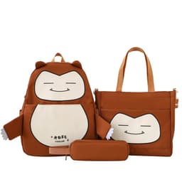 Ensemble de Sacs Snorlax 3Pcs Design Kawaii Marron – حقيبة مدرسية 3 قطع لون بني 2