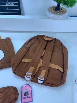 Ensemble de Sacs Snorlax 3Pcs Design Kawaii Marron – حقيبة مدرسية 3 قطع لون بني 7