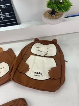 Ensemble de Sacs Snorlax 3Pcs Design Kawaii Marron – حقيبة مدرسية 3 قطع لون بني 8