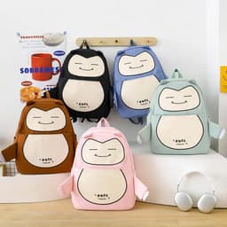 Ensemble de Sacs Snorlax 3Pcs Design Kawaii Rose- حقيبة مدرسية 3 قطع لون وردي 4