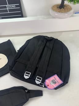 Ensemble de Sacs Snorlax 3Pcs Design Kawaii Noir – حقيبة مدرسية 3 قطع لون أسود 4
