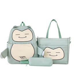 Ensemble de Sacs Snorlax 3Pcs Design Kawaii Vert – حقيبة مدرسية 3 قطع لون أخضر 1