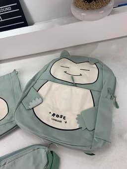 Ensemble de Sacs Snorlax 3Pcs Design Kawaii Vert – حقيبة مدرسية 3 قطع لون أخضر 4