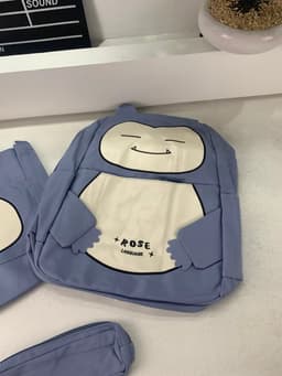 Ensemble de Sacs Snorlax 3Pcs Design Kawaii Bleu – حقيبة مدرسية 3 قطع لون أزرق 8