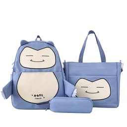 Ensemble de Sacs Snorlax 3Pcs Design Kawaii Bleu – حقيبة مدرسية 3 قطع لون أزرق 7