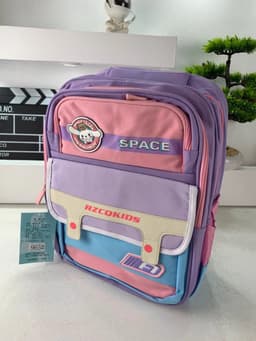 Sac à Dos Enfant Space Design Ludique Multi-Poches Mauve – حقيبة مدرسية للأطفال لون بنفسجي 4