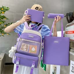 Ensemble de sacs d’école Kawai pour adolescents 4Pcs V3 CLBD Mauve – محفظة 4 قطع كاواي بنفسجي 2