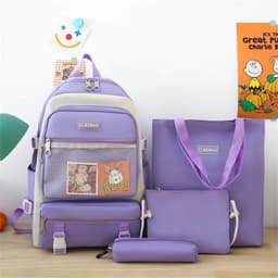 Ensemble de sacs d’école Kawai pour adolescents 4Pcs V3 CLBD Mauve – محفظة 4 قطع كاواي بنفسجي 3