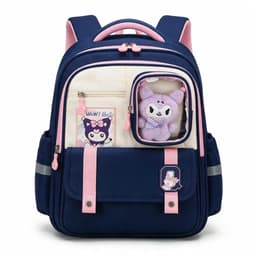 Sac à Dos Scolaire Style Kawaii Grand Volume avec Peluche Incluse Tissu Imperméable Bleu et Rose SACKDS04BLF - حقيبة مدرسية بتصميم كاوايي 1