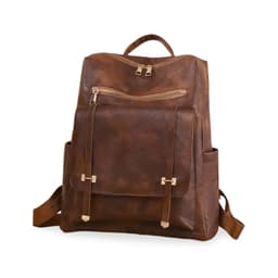 Sac à dos rétro en cuir synthétique pour femme marron - حقيبة ظهر نسائية من الجلد 3