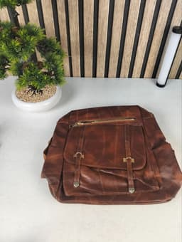 Sac à dos rétro en cuir synthétique pour femme marron - حقيبة ظهر نسائية من الجلد 8