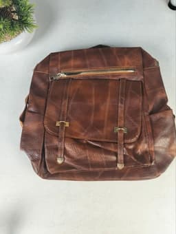 Sac à dos rétro en cuir synthétique pour femme marron - حقيبة ظهر نسائية من الجلد 10