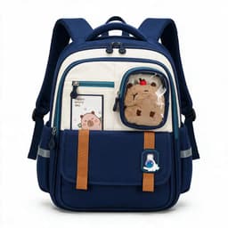 Sac à Dos Scolaire Style Kawaii Grand Volume avec Peluche Incluse Tissu Imperméable Bleu SACKDS04BLG - حقيبة مدرسية بتصميم كاوايي 1