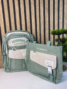 Sac à Dos Multifonctionnel Kawaii Grand Volume Imperméable et Résistant 5Pcs Vert SACKDS10VR - حقيبة ظهر بعدة قطع بتصميم كاوايي 3