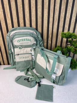 Sac à Dos Multifonctionnel Kawaii Grand Volume Imperméable et Résistant 5Pcs Vert SACKDS10VR - حقيبة ظهر بعدة قطع بتصميم كاوايي 4