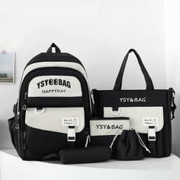 Sac à Dos Multifonctionnel Kawaii Grand Volume Imperméable et Résistant 5Pcs Noir SACKDS10N - حقيبة ظهر بعدة قطع بتصميم كاوايي 1