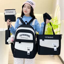 Sac à Dos Multifonctionnel Kawaii Grand Volume Imperméable et Résistant 5Pcs Noir SACKDS10N - حقيبة ظهر بعدة قطع بتصميم كاوايي 2