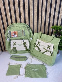 Sac à Dos Multifonctionnel Kawaii Grand Volume Imperméable et Résistant 5Pcs Vert SACKDS11VR - حقيبة ظهر بعدة قطع بتصميم كاوايي 4