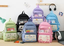Sac à Dos Multifonctionnel Kawaii Grand Volume Imperméable et Résistant 5Pcs Mauve SACKDS11MV - حقيبة ظهر بعدة قطع بتصميم كاوايي 3