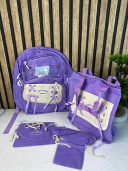 Sac à Dos Multifonctionnel Kawaii Grand Volume Imperméable et Résistant 5Pcs Mauve SACKDS11MV - حقيبة ظهر بعدة قطع بتصميم كاوايي 4