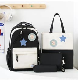 Sac à Dos Multifonctionnel Kawaii Grand Volume Imperméable et Résistant 4Pcs Noir SACKDS02N - حقيبة ظهر بعدة قطع بتصميم كاوايي 1