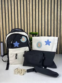 Sac à Dos Multifonctionnel Kawaii Grand Volume Imperméable et Résistant 4Pcs Noir SACKDS02N - حقيبة ظهر بعدة قطع بتصميم كاوايي 4