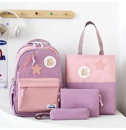 Sac à Dos Multifonctionnel Kawaii Grand Volume Imperméable et Résistant 4Pcs Mauve SACKDS02MV - حقيبة ظهر بعدة قطع بتصميم كاوايي 1