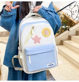Sac à Dos Multifonctionnel Kawaii Grand Volume Imperméable et Résistant 4Pcs Bleu et Beige SACKDS02B - حقيبة ظهر بعدة قطع بتصميم كاوايي 2