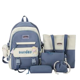 Sac à Dos Multifonctionnel Kawaii Grand Volume Imperméable et Résistant 5Pcs Bleu SACKDS14BL - حقيبة ظهر بعدة قطع بتصميم كاوايي 1