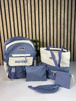 Sac à Dos Multifonctionnel Kawaii Grand Volume Imperméable et Résistant 5Pcs Bleu SACKDS14BL - حقيبة ظهر بعدة قطع بتصميم كاوايي 4