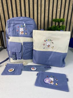 Sac à Dos Multifonctionnel Kawaii Grand Volume Imperméable et Résistant 5Pcs Bleu SACKDS15BL - حقيبة ظهر بعدة قطع بتصميم كاوايي 4