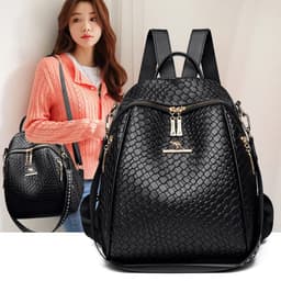Sac à Dos Femme en Cuir Tressé Élégant avec Ceinture D'Épaule Convertible - حقيبة ظهر جلدية للنساء بتصميم فاخر 1