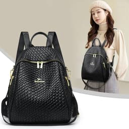 Sac à Dos Femme en Cuir Tressé Élégant avec Ceinture D'Épaule Convertible - حقيبة ظهر جلدية للنساء بتصميم فاخر 3