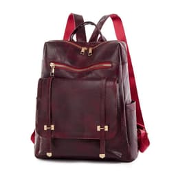 Sac à dos rétro en cuir synthétique pour femme Grenat - حقيبة ظهر نسائية من الجلد 2