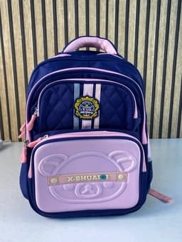 Sac à Dos Scolaire Style Kawaii Grand Volume Tissu Imperméable Bleu et Marron SACKDS18BRS - حقيبة مدرسية بتصميم كاوايي 3