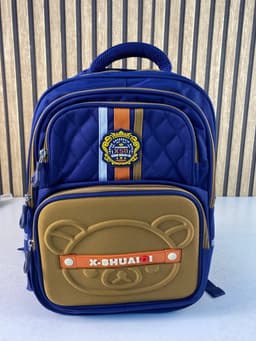 Sac à Dos Scolaire Style Kawaii Grand Volume Tissu Imperméable Bleu et Marron SACKDS18BM - حقيبة مدرسية بتصميم كاوايي 3