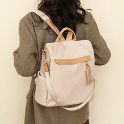 Sac à Dos Femme Élégant et Tendance Style Chic Couleur Beige SACKDS26BG - حقيبة ظهر نسائية عصرية بتصميم أنيق متعددة الاستخدامات 4
