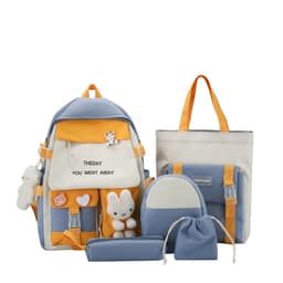 Sac à Dos Multifonctionnel Kawaii Grand Volume Imperméable et Résistant 5Pcs Bleu SACKDS25BL - حقيبة ظهر بعدة قطع بتصميم كاوايي 3