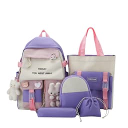 Sac à Dos Multifonctionnel Kawaii Grand Volume Imperméable et Résistant 5Pcs Mauve SACKDS25MV - حقيبة ظهر بعدة قطع بتصميم كاوايي 1
