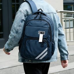 Sac à Dos Sport et Scolaire Multi-Poches Tissu Oxford Résistant et Imperméable Bleu SACKDS27BL - حقيبة ظهر رياضية ومدرسية متعددة الجيوب مع عواكس ضوئية 2