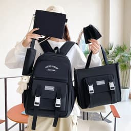Ensemble de sacs à dos Kawai pour adolescents 5Pcs YISIYUAN V2 Noir – محفظة 5 قطع كاواي للبنات 2