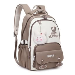  Sac à Dos Scolaire Motif Lapin Happy Easter Ergonomique Tissu Imperméable Marron SACKDS31MR - حقيبة ظهر مدرسية وعصرية بتصميم الأرنب اللطيف  1