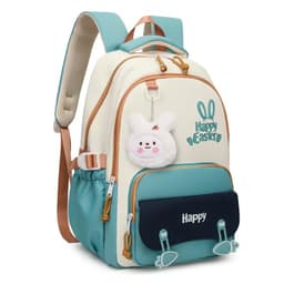  Sac à Dos Scolaire Motif Lapin Happy Easter Ergonomique Tissu Imperméable Vert SACKDS31V - حقيبة ظهر مدرسية وعصرية بتصميم الأرنب اللطيف  1