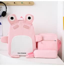 Sac à Dos Scolaires Enfant 3 en 1 Motif Grenouille Rose Language Style Dos Kawaii Rose SACKDS32RS - طقم حقائب مدرسية للأطفال 3 في 1 بتصميم الضفدع اللطيف 1