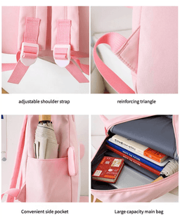 Sac à Dos Scolaires Enfant 3 en 1 Motif Grenouille Rose Language Style Dos Kawaii Rose SACKDS32RS - طقم حقائب مدرسية للأطفال 3 في 1 بتصميم الضفدع اللطيف 3