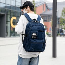 Sac à Dos Multi-Poches et Grand Volume Tissu Résistant Imperméable Style Trendy Bleu SACHM05BL - حقيبة ظهر عصرية متعددة الجيوب 3